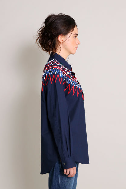 [PREMIUM] 202112 RIBBON  NAVY SHIRT（ユニセックスシャツ）