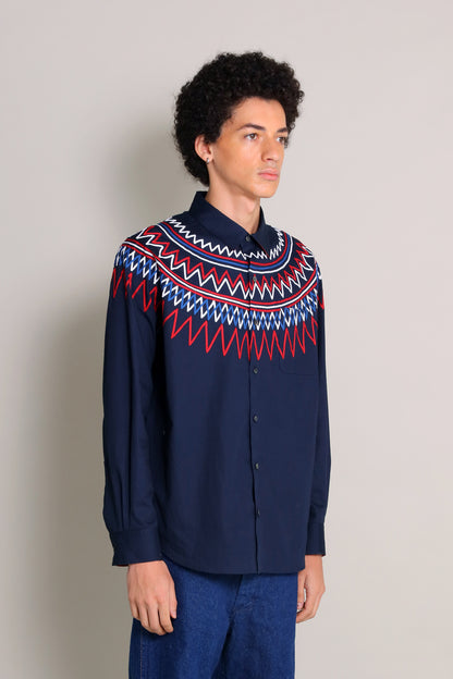 [PREMIUM] 202112 RIBBON  NAVY SHIRT（ユニセックスシャツ）