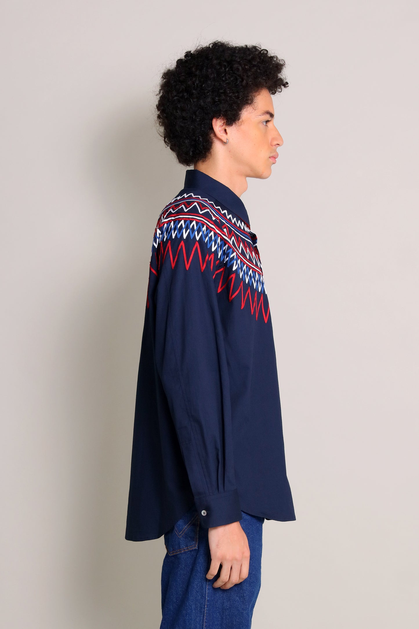 [PREMIUM] 202112 RIBBON  NAVY SHIRT（ユニセックスシャツ）