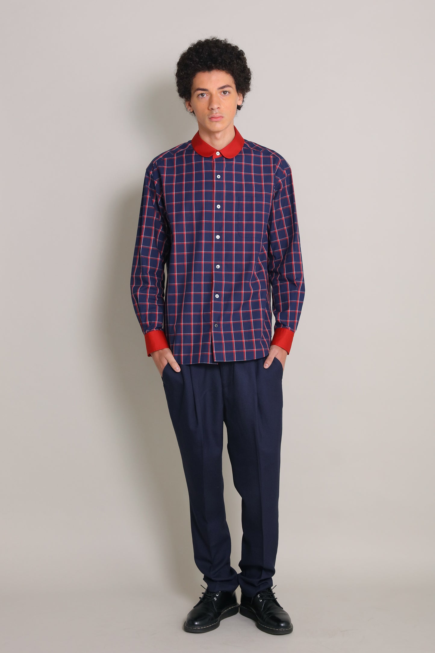 [UNISEX] 202112 ROUND NAVY  SHIRT（ユニセックスシャツ）