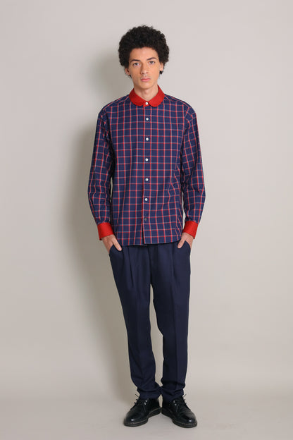 [UNISEX] 202112 ROUND NAVY  SHIRT（ユニセックスシャツ）