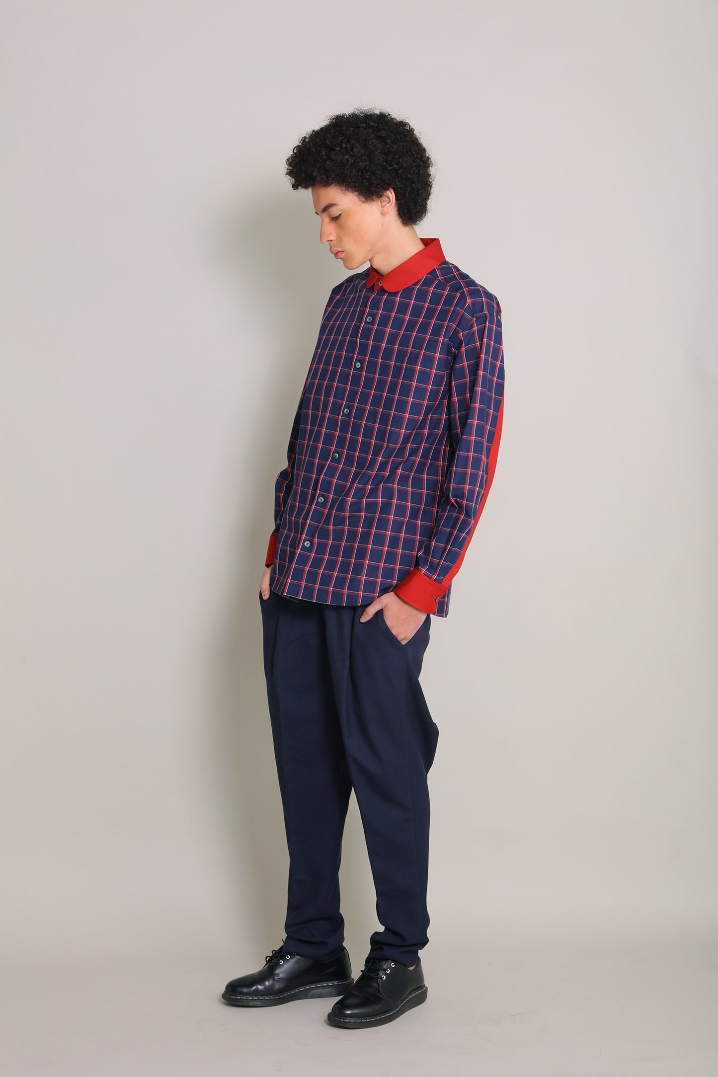 [UNISEX] 202112 ROUND NAVY  SHIRT（ユニセックスシャツ）