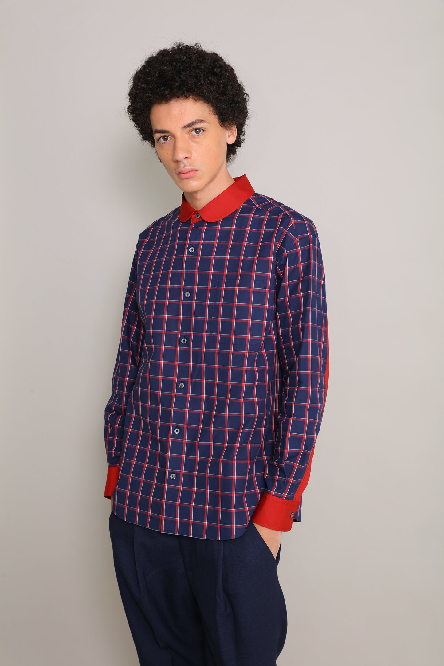 [UNISEX] 202112 ROUND NAVY  SHIRT（ユニセックスシャツ）