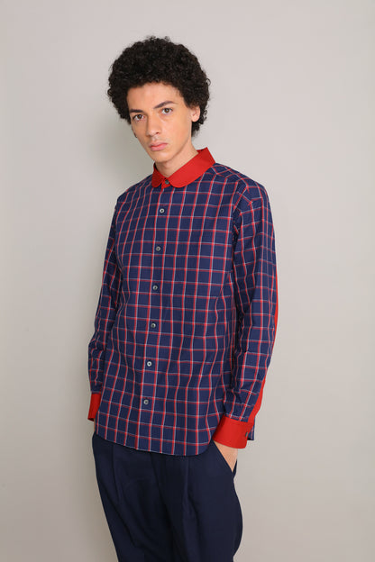 [UNISEX] 202112 ROUND NAVY  SHIRT（ユニセックスシャツ）