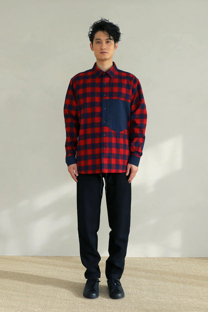 [UNISEX] 202201  INDIGO×RED（ユニセックスシャツ）